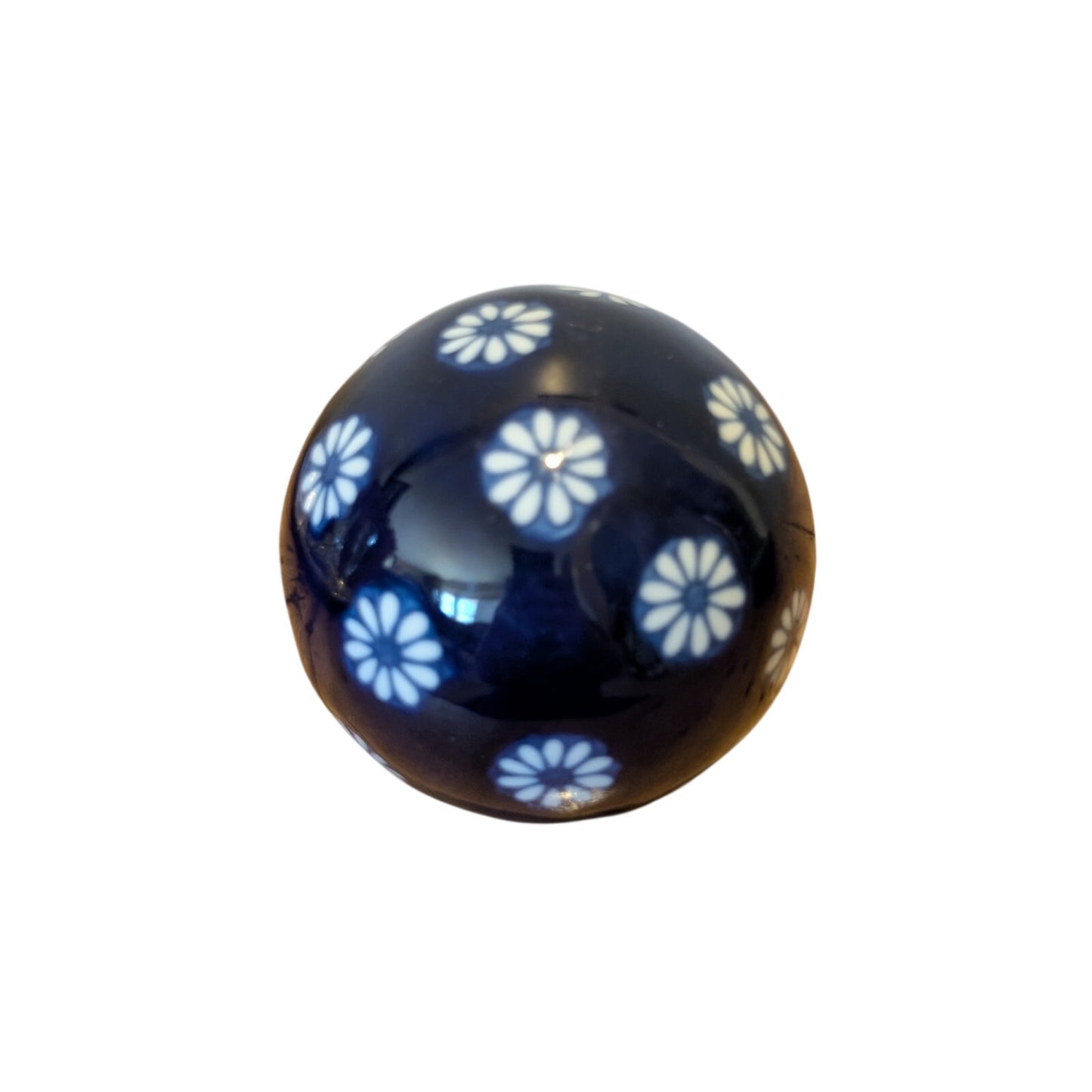 Vintage Deep Blue Chinese Porcelain Chinoiserie Carpet Ball