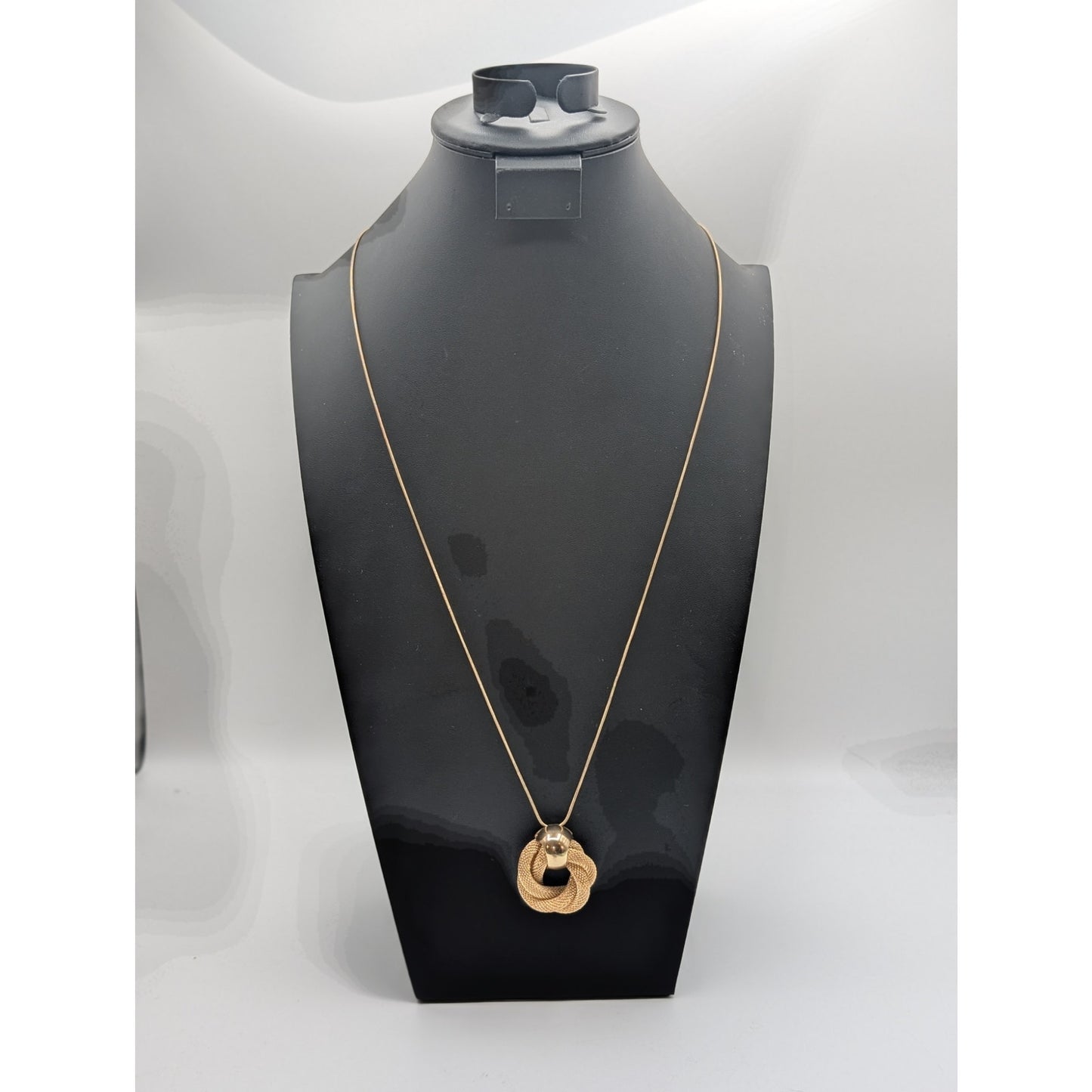 Gold Tone Mesh Pendant Approximately 30"-33" Long Snake Chain Necklace