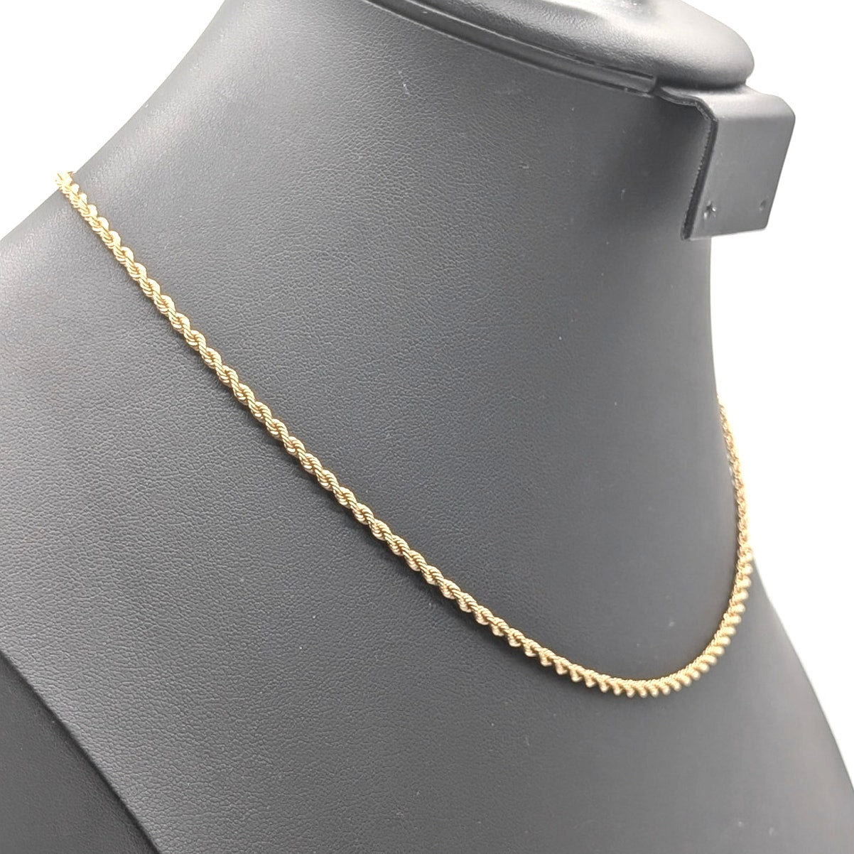 Vintage 14K Yellow Gold 18.5" Rope Chain Necklace Slide in Clasp w/ Safety 9.60g