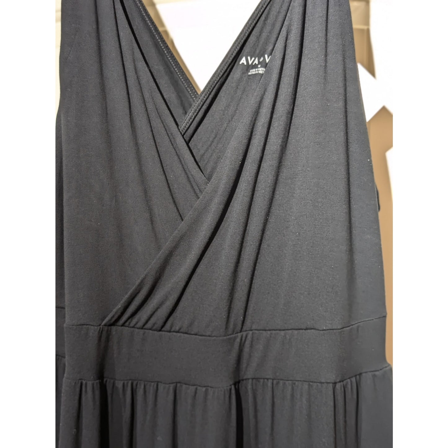 NWT Ava & Viv V-Neck Wrapped Front Bodice Ruffle Hem Maxi Dress Womens Size 1X