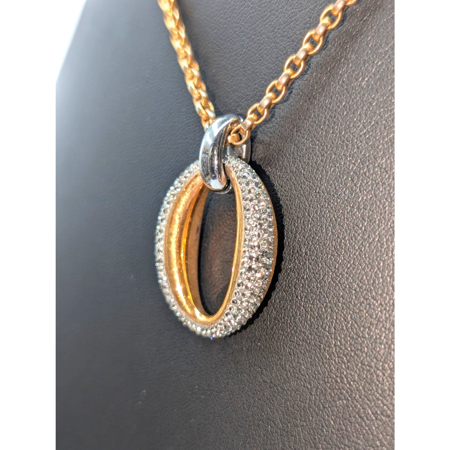 Swarovski Authentic BDIA Crystal Pendant Gold Tone Chain 17.75"-19.75" Necklace