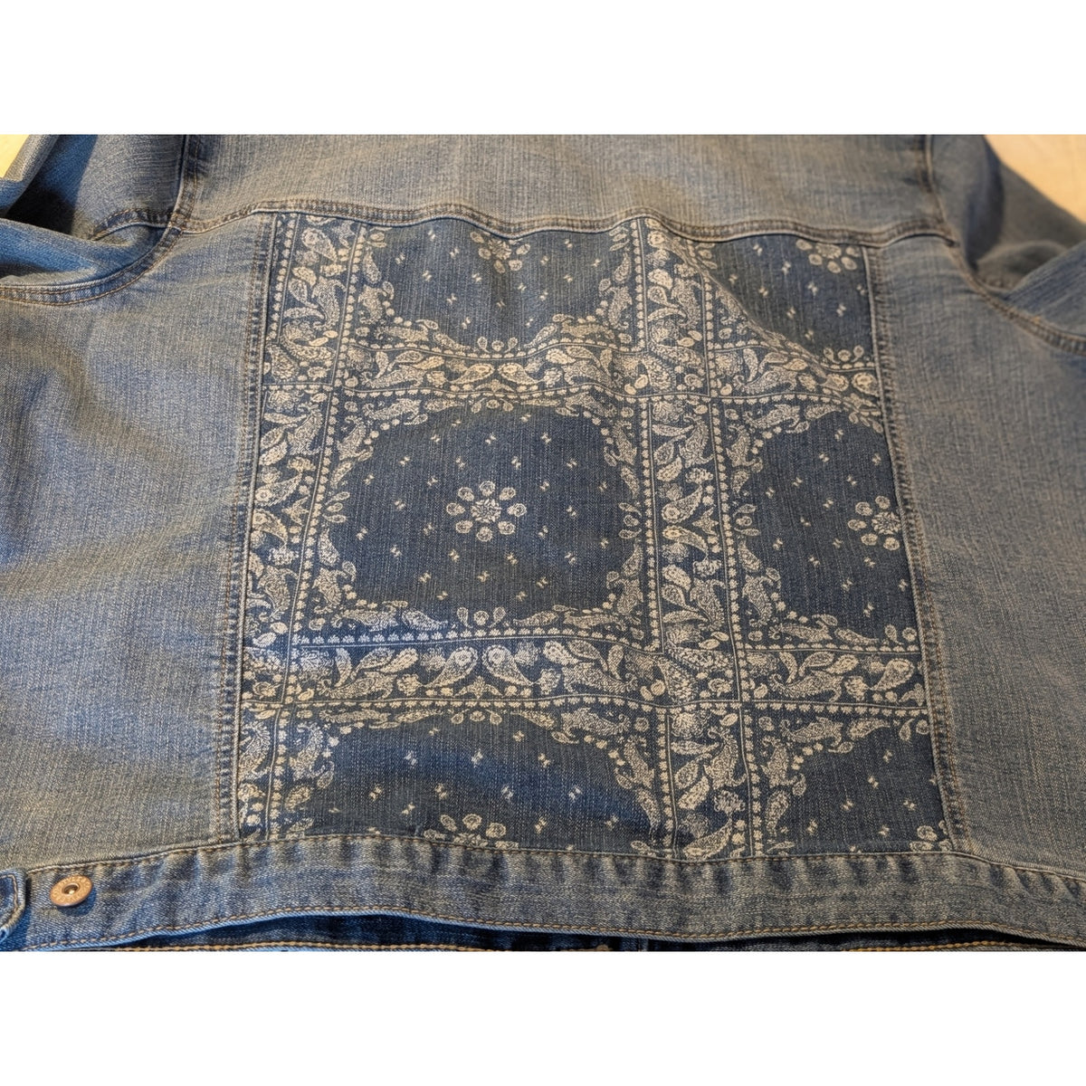 Style & Co. Bandana Print Back Denim Jacket Womens' Size 22W