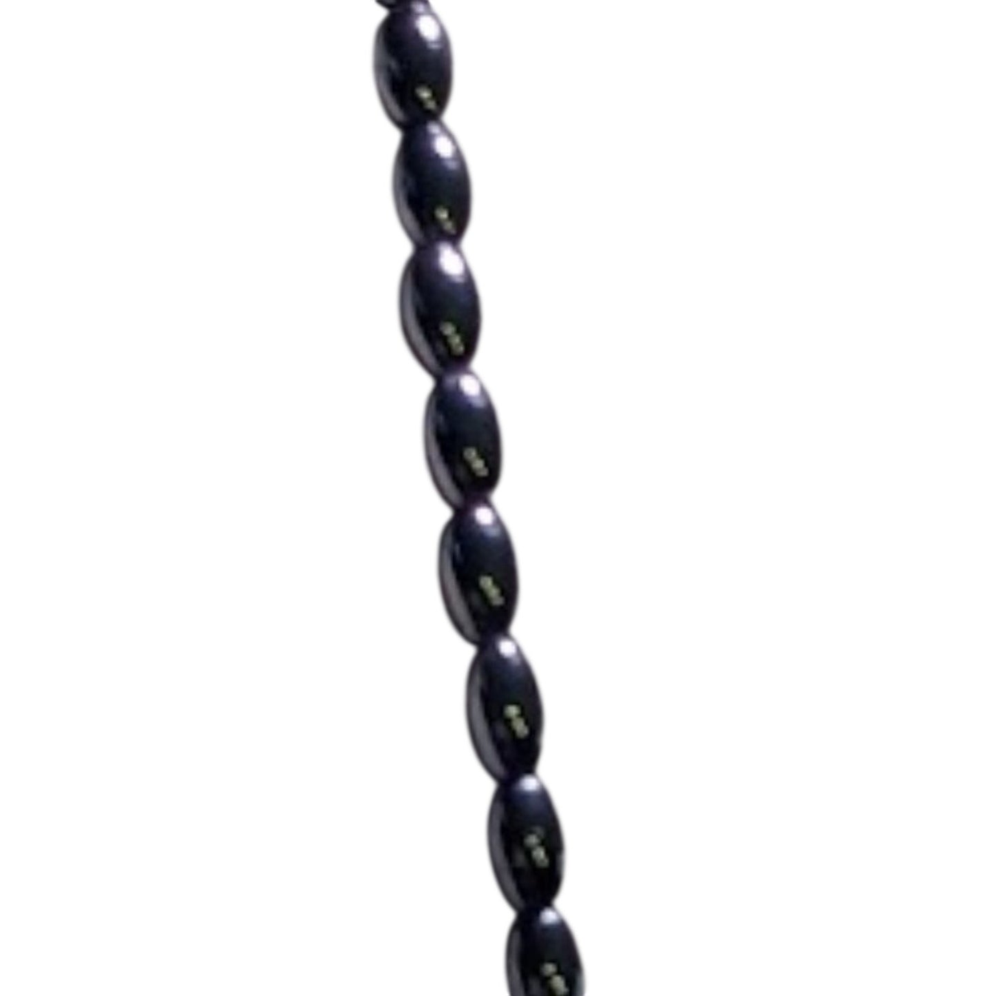 Vintage Graduated Hematite and Gold Toned Bead Necklace with Barrel Clasp.