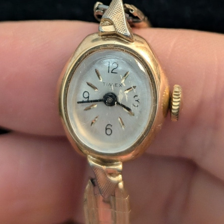 VTG 50s Timex 10K Gold Filled Stainless Steel Back MiraFlex Band Ladies Watch