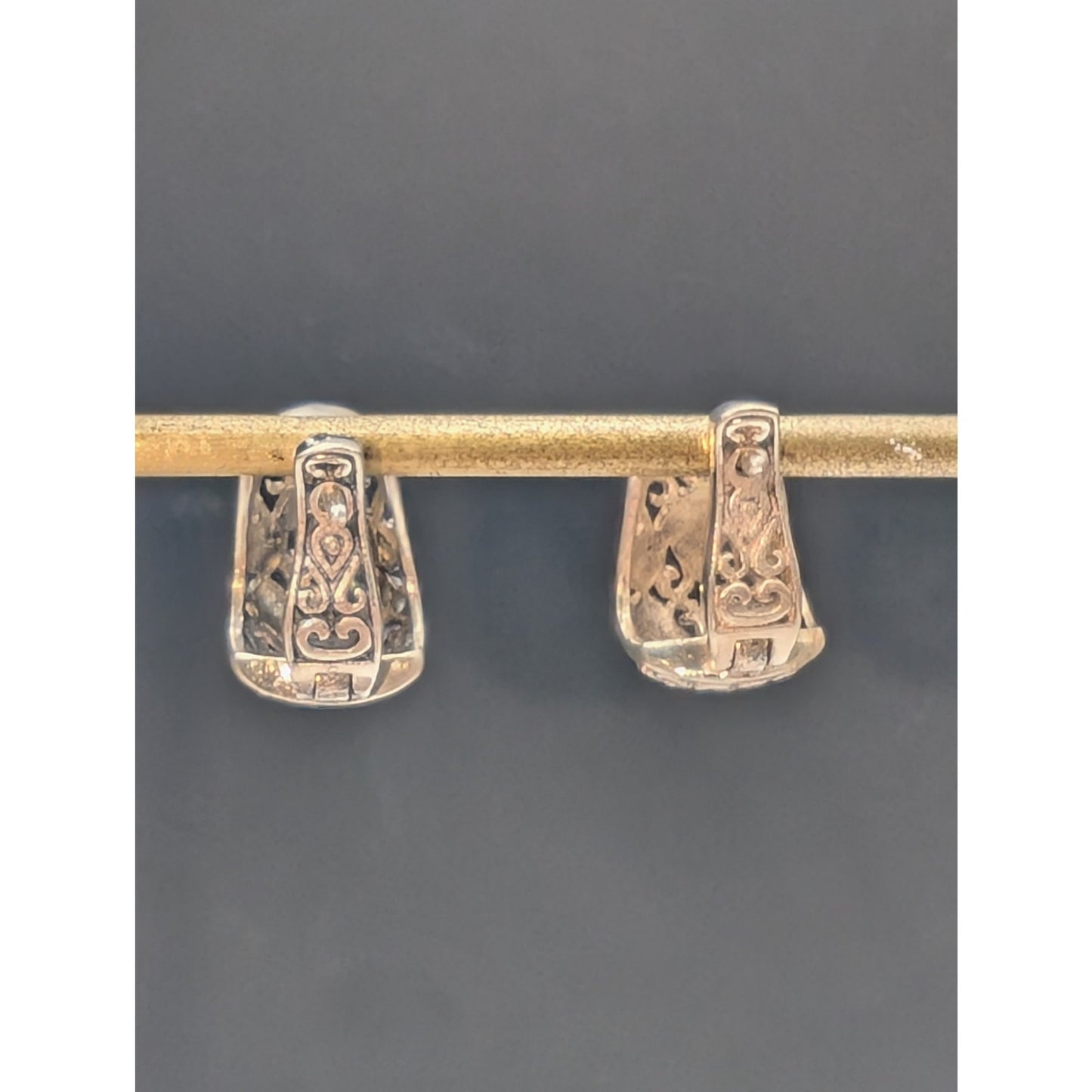 Vintage 925 Sterling Silver Filigree Small Hoop Earring