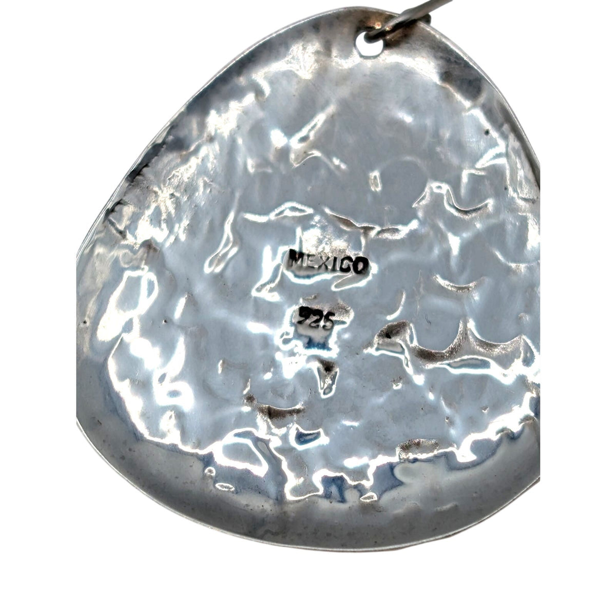 925 Mexico Sterling Silver Hammered Finish Large Teardrop Dangle Wire Earrings