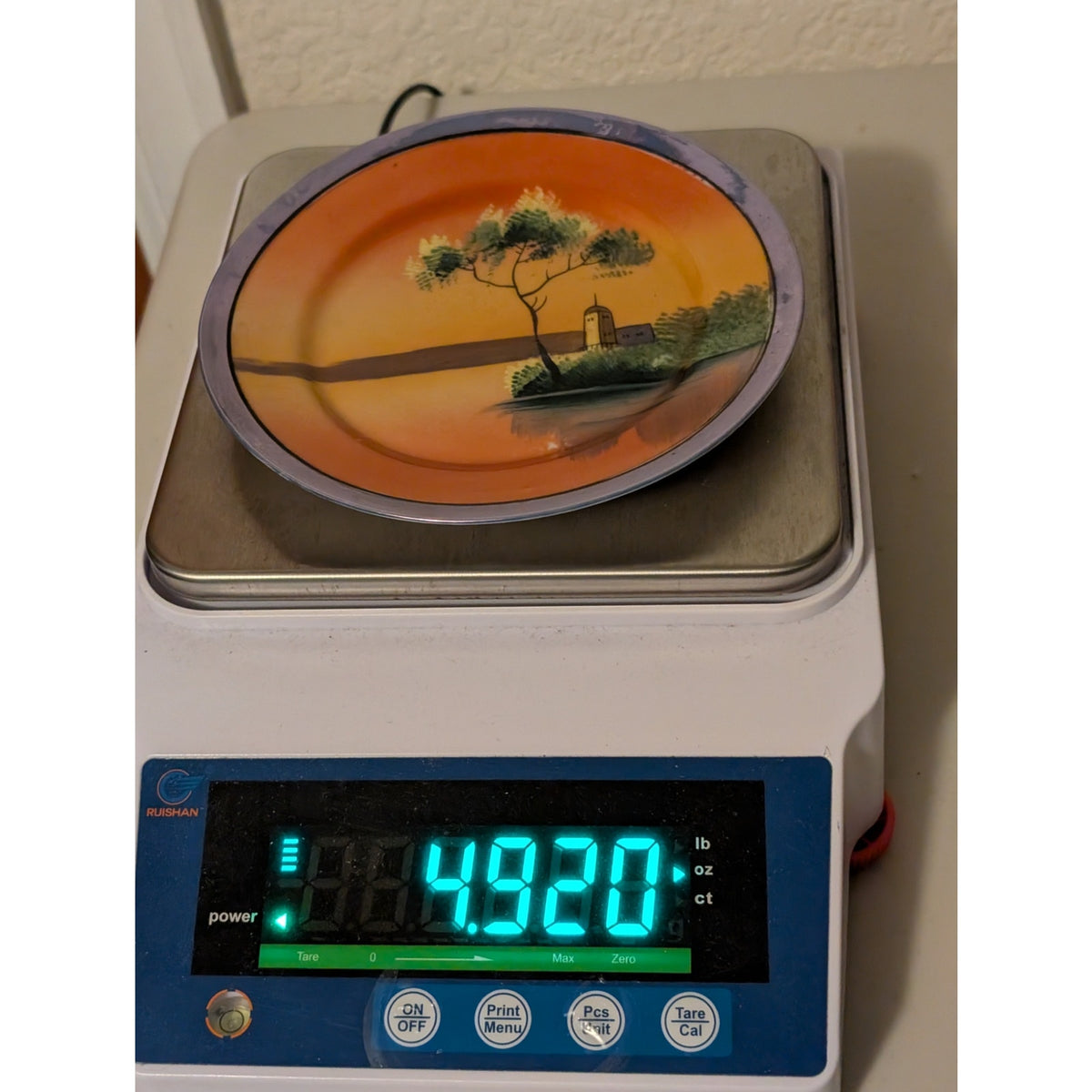 Vintage Hand-Painted Japanese Sunset Blue Lustre Rim 6" Plate