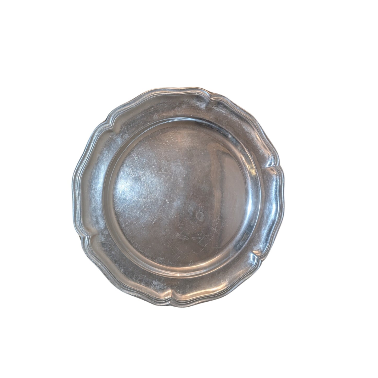 Wilton Mount Joy PA Made in USA Lg Pewter Round Scalloped Serving Plate/Platter