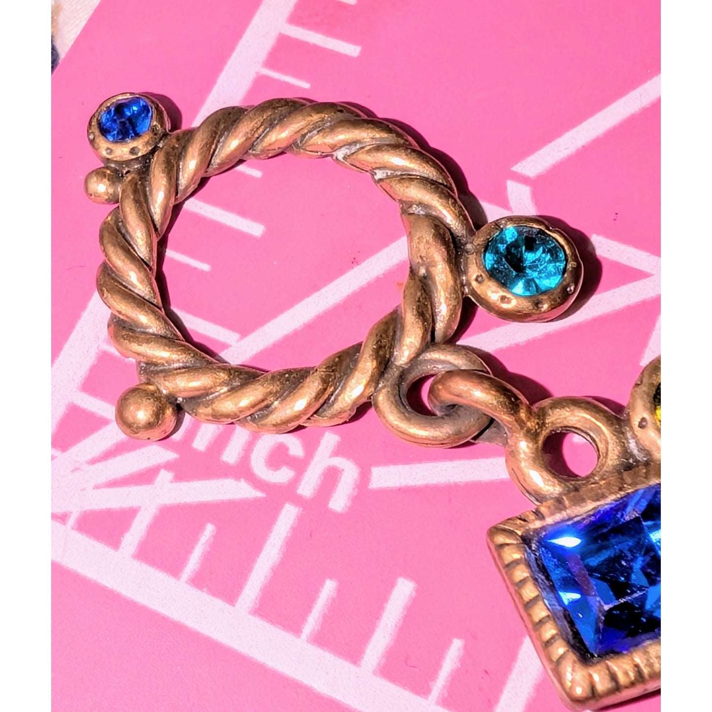 Vintage Multi-Gem Multi-Shape Gold Tone Toggle Clasp 8" Bracelet