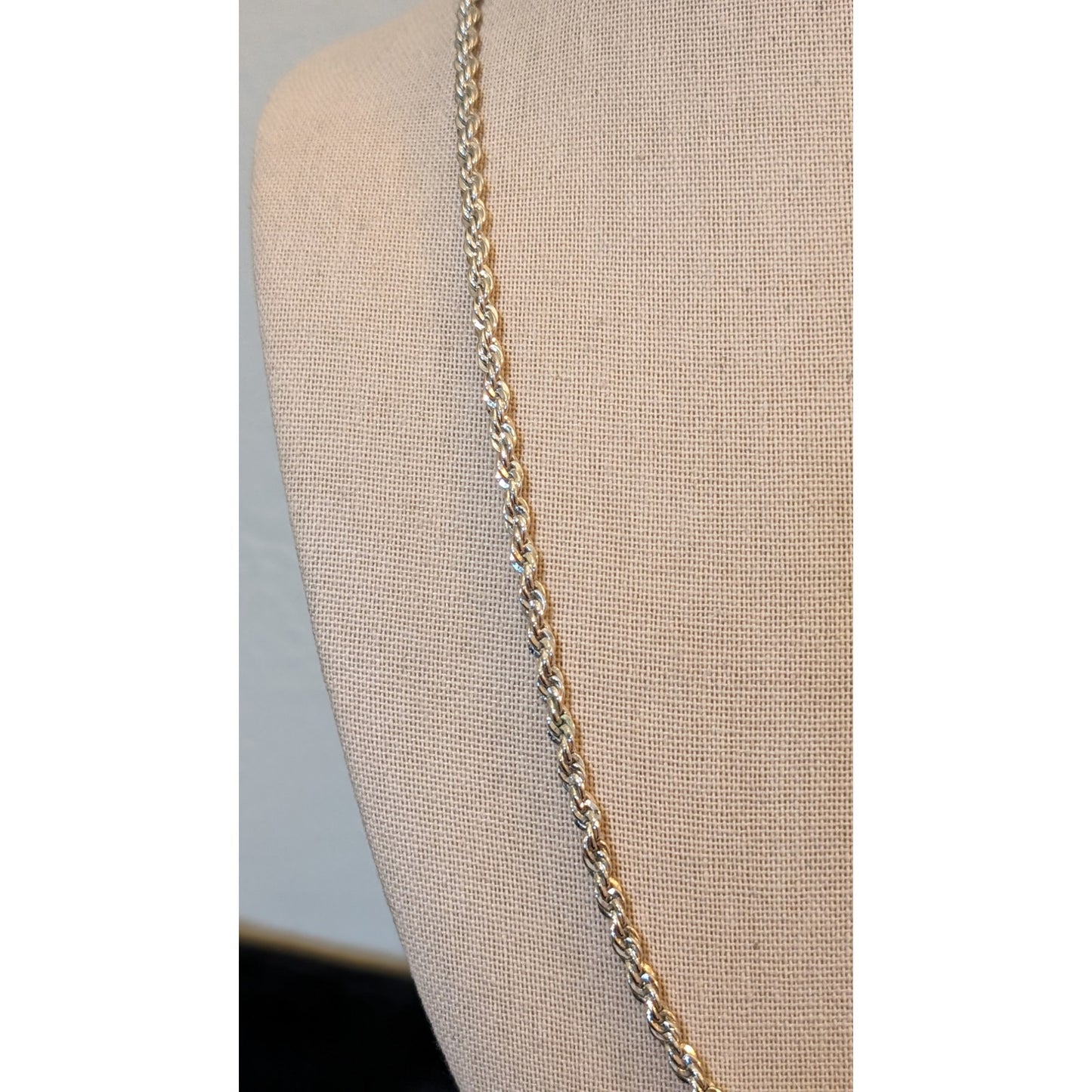 Vintage Marked Sterling 925 Rope Chain 24" Necklace