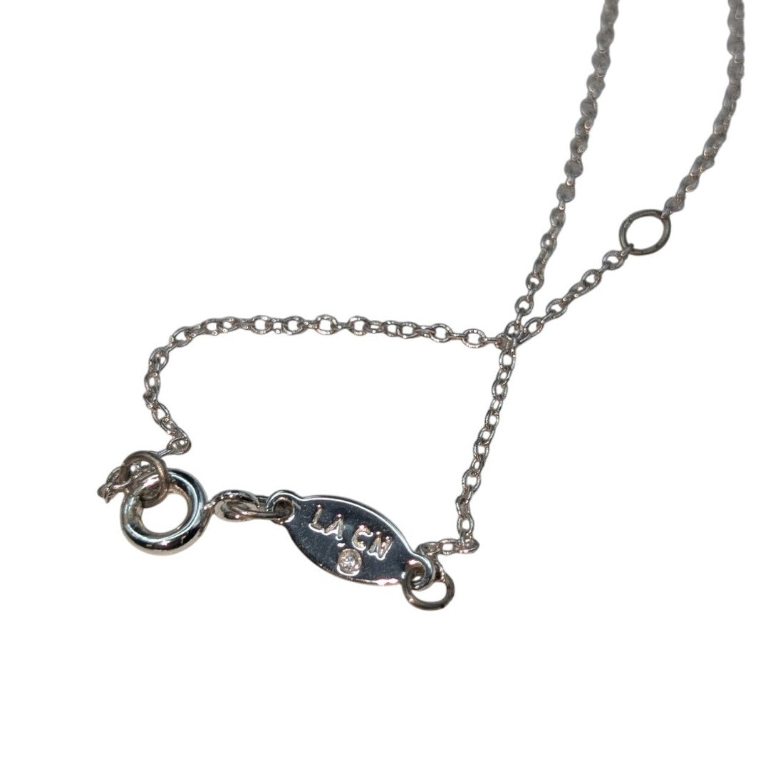Disney Mickey Mouse White CZ Silver Over Brass Initial 'L' Pendant Necklace