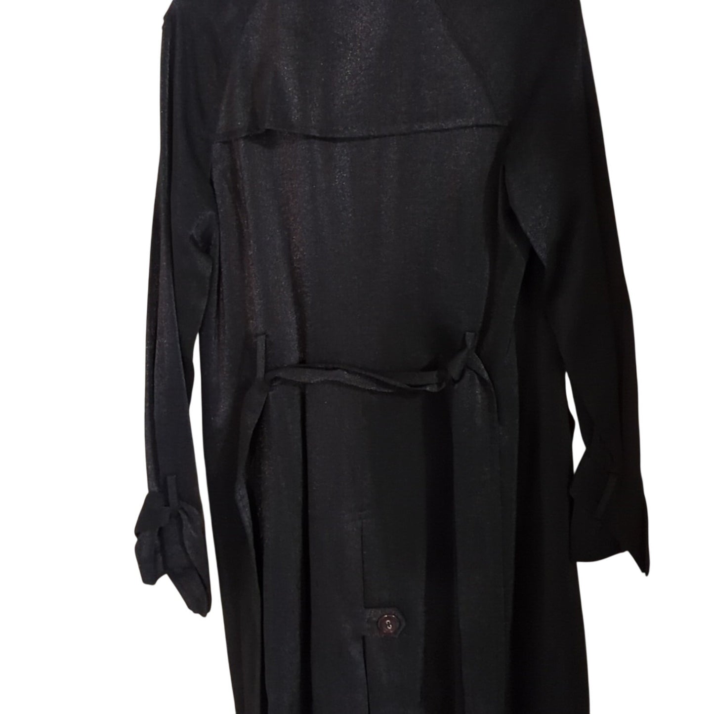 Style & Co. Black Shimmer Double Breasted Trench Coat Women's Size M