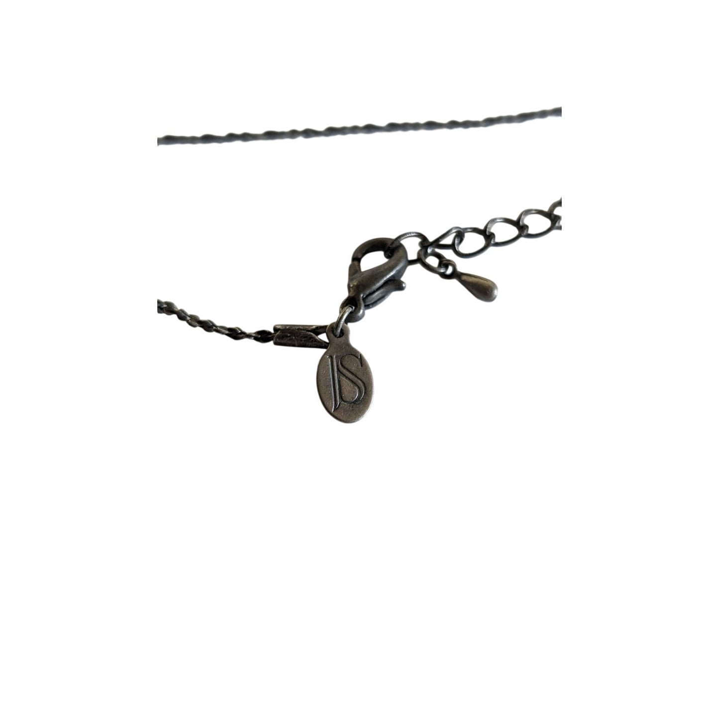 Black Crystal Charm Gun Metal Chain Necklace