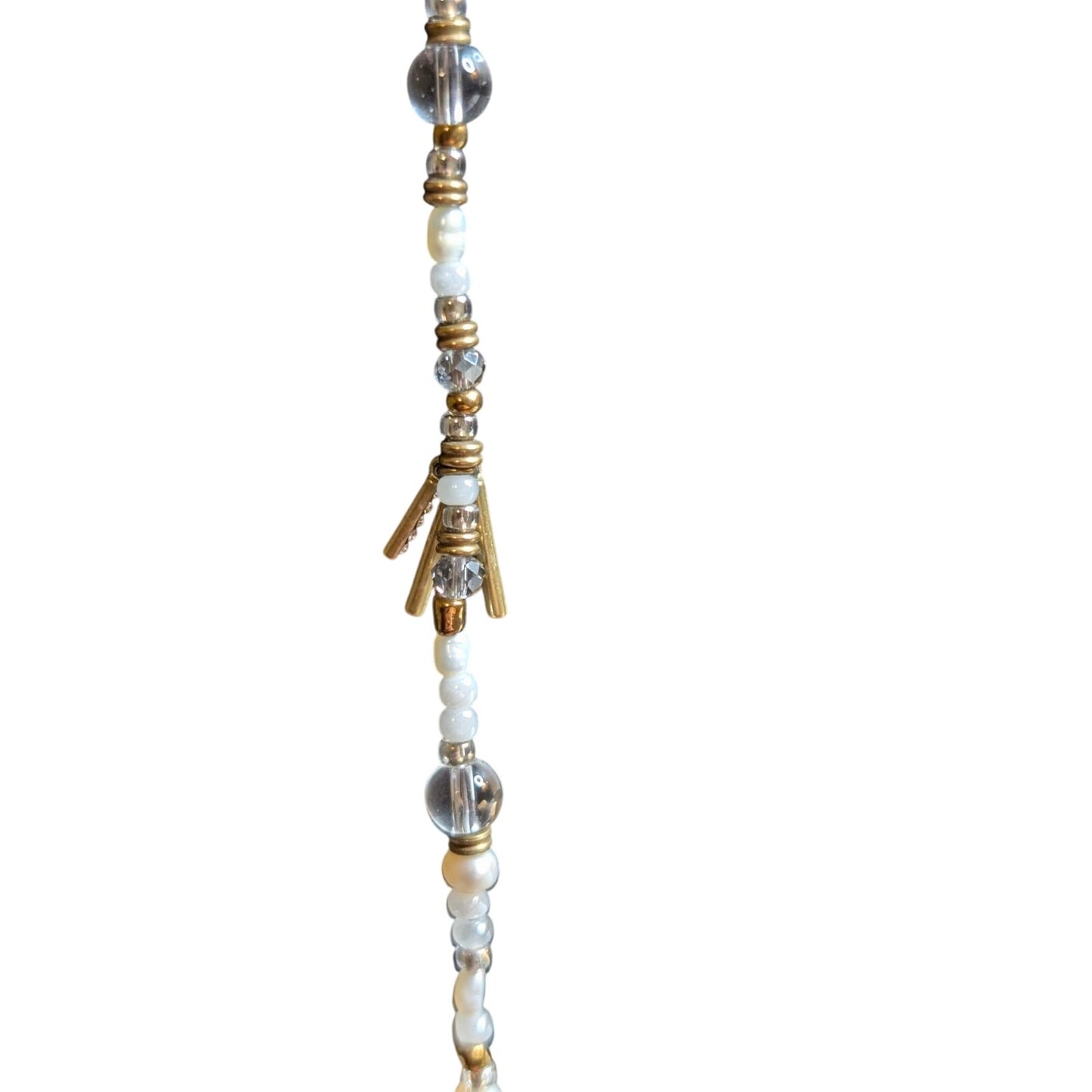 SILPADA Jewelry Stardust 54" Sterling Silver Brass Pearl Crystal Beaded Necklace