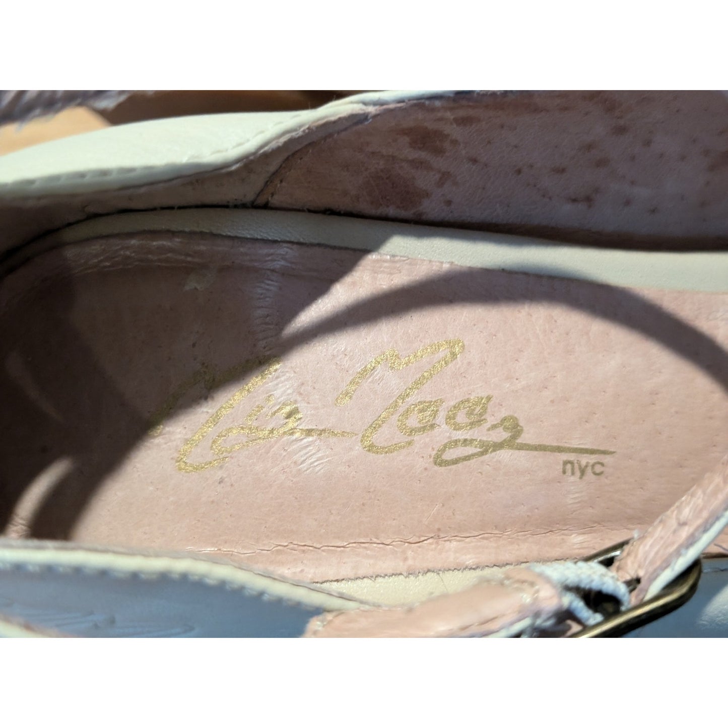 Miz Mooz Giovanna Cream Pebbled Peep Toe Leather Dress Pump Shoe Womens Sz 8
