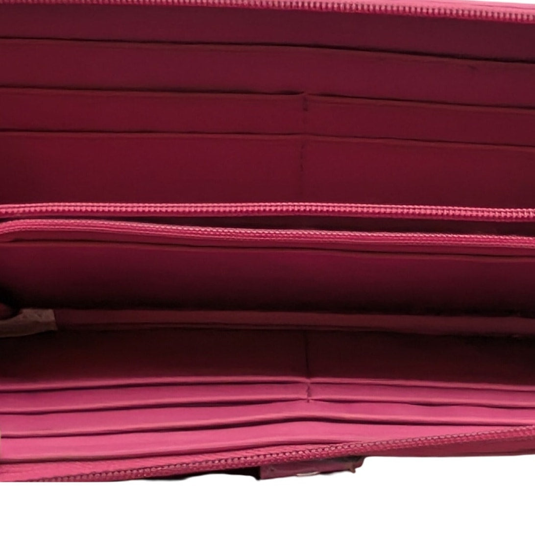 Etienne Aigner Pink Leather Cynthia Style Signature 'A' Organizer Clutch Wallet