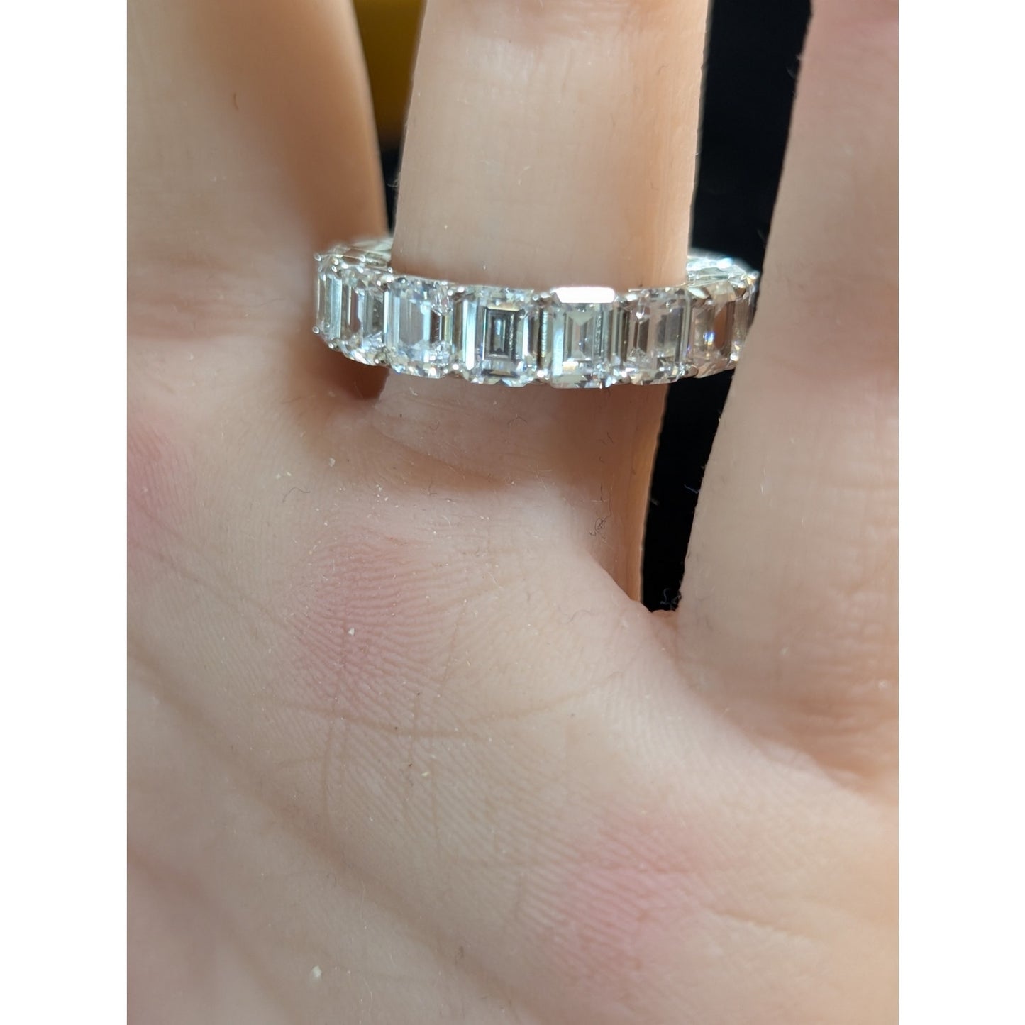 AB S925 Sterling Silver High Sparkle Baguette Full Circle CZ Ring Size 6.5
