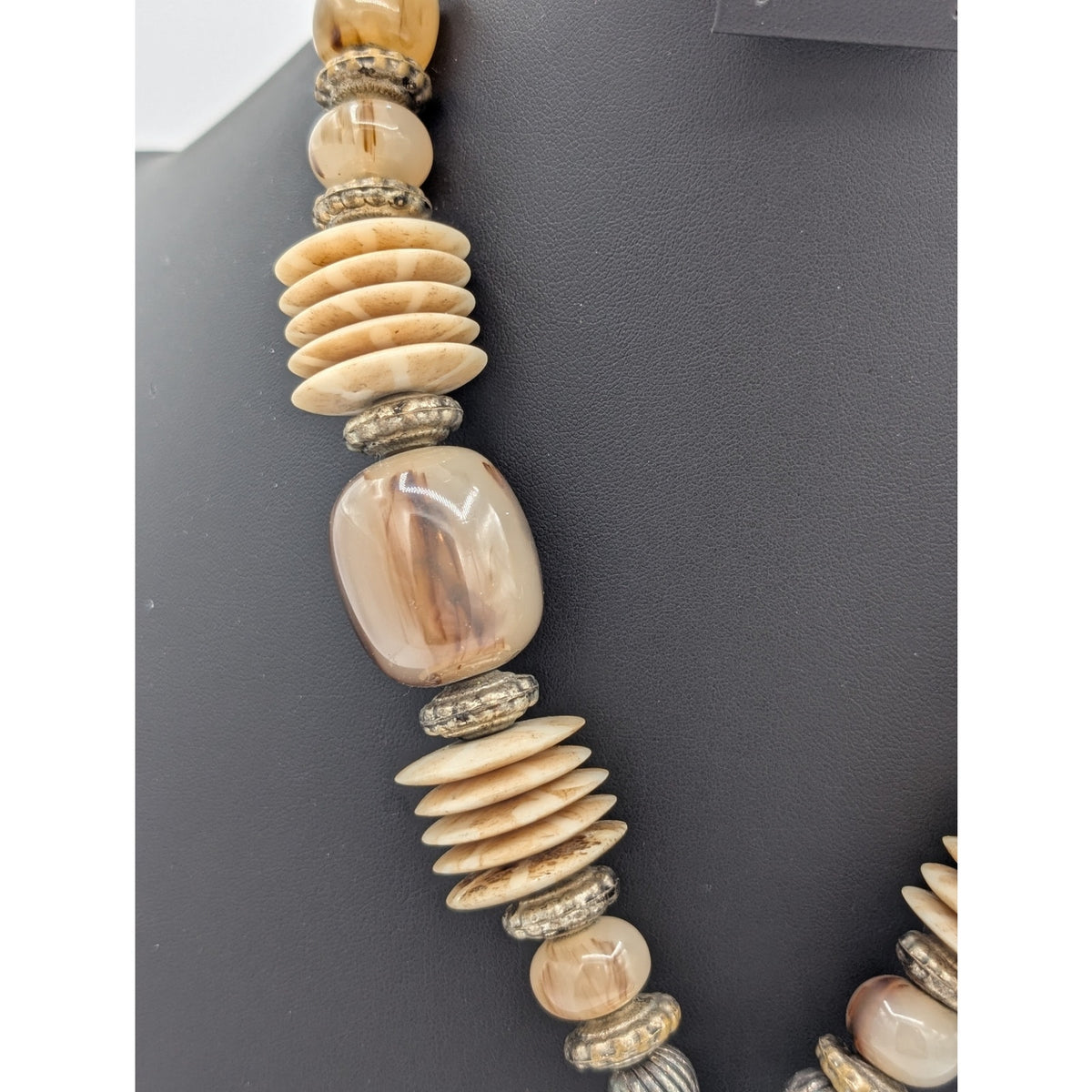 Vintage Tribal Tibetan Heavy Chunky Pendant Beaded 21" Long Necklace