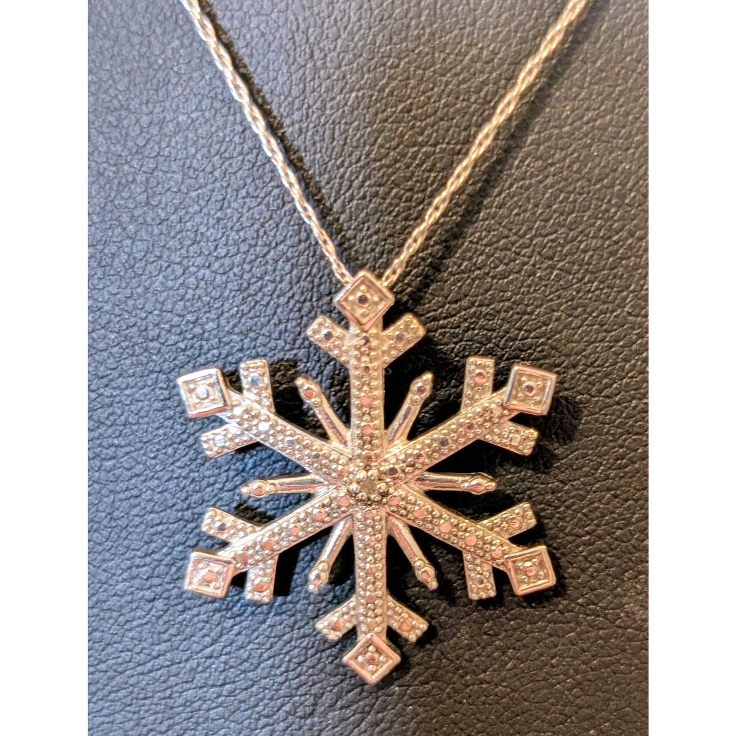 Marked OTC 925 Italy Sterling Silver Snowflake Pendant 19" Necklace