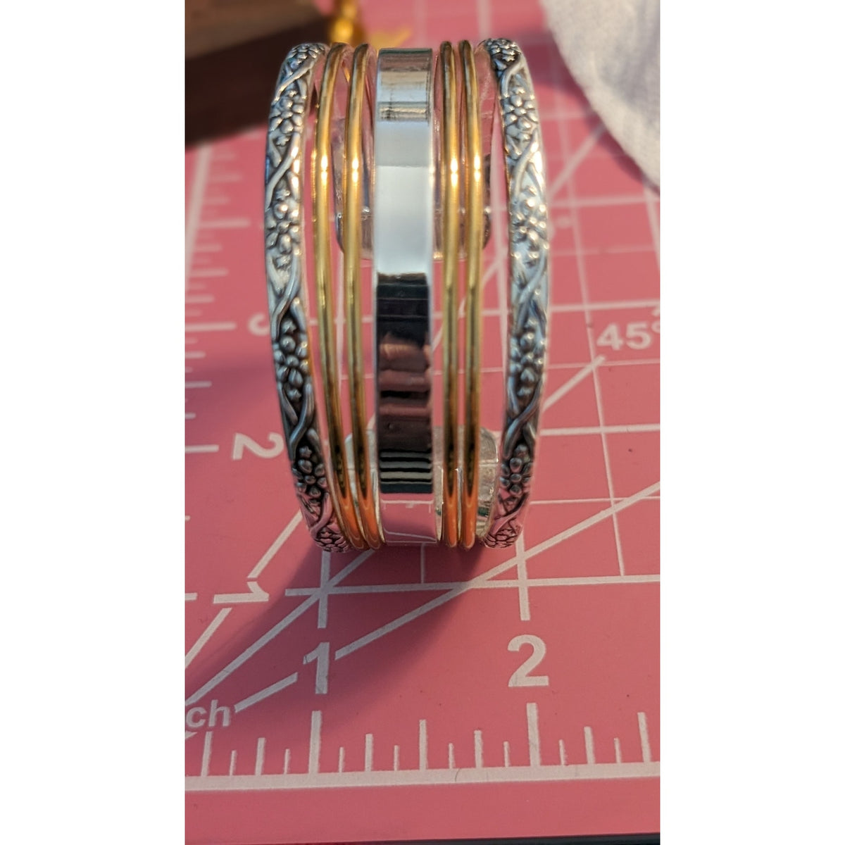 Best Two Tone Floral Border Cuff Bracelet