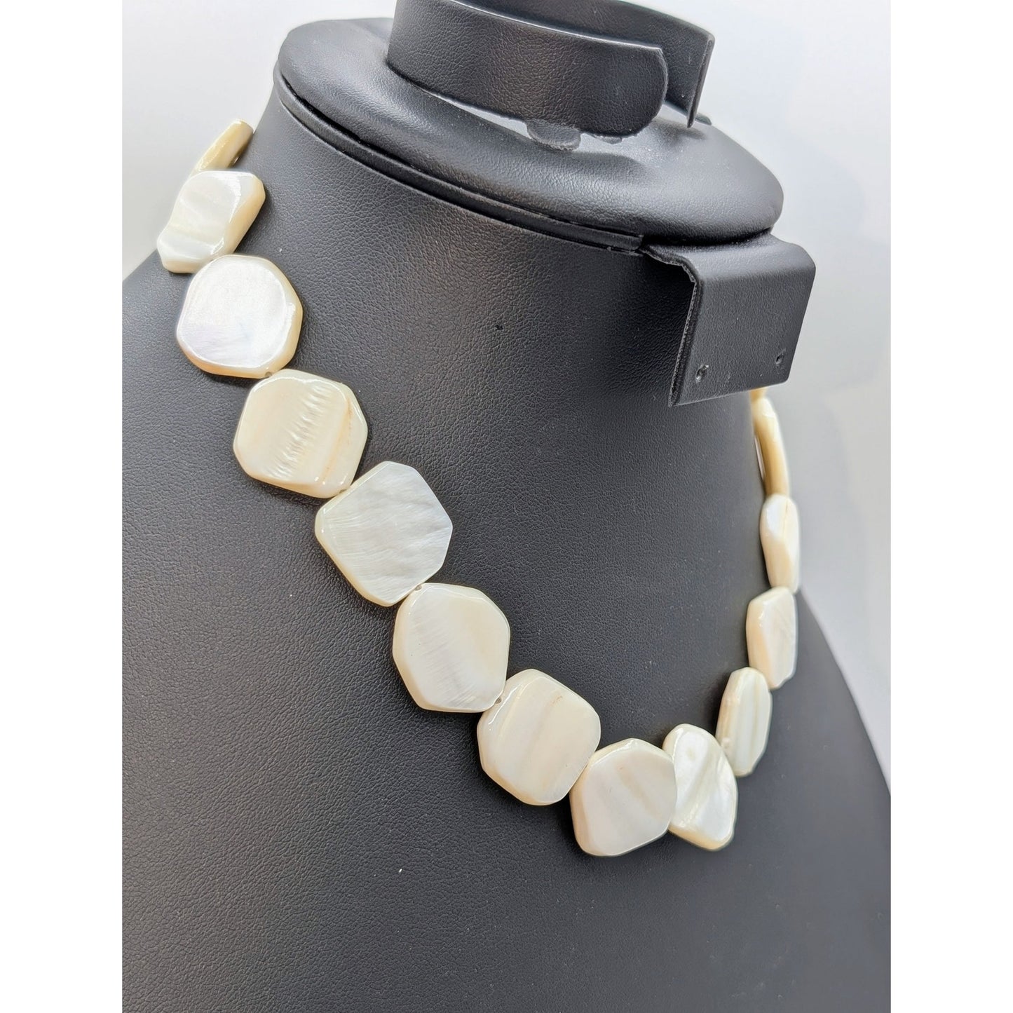 Vintage MCM Mother of Pearl 17" Necklace & Dangle Earring Jewelry Set