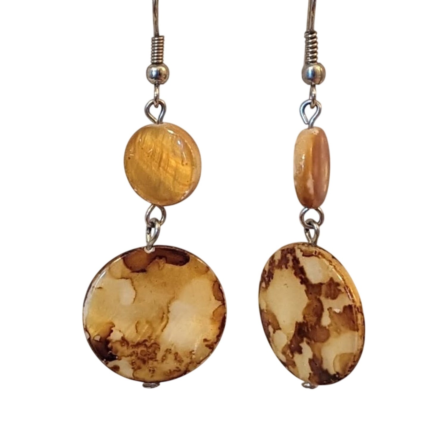 Brown Stone/Glass Drop Dangle Earrings