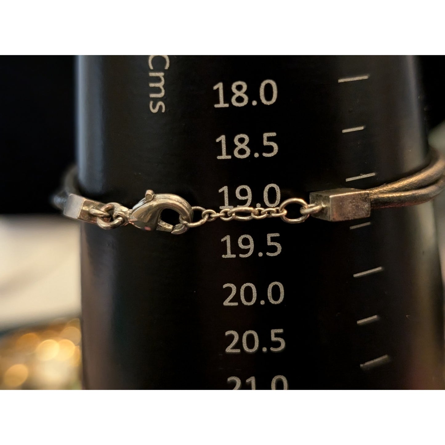 Silver Tone Leather Cord Engraved 'Emmy' Bracelet