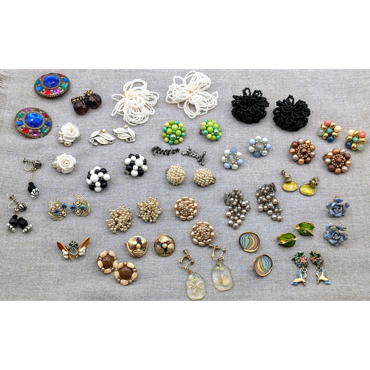 Lot of 27 Pair Vintage Clip On Screw Back Many 'Japan' Earrings