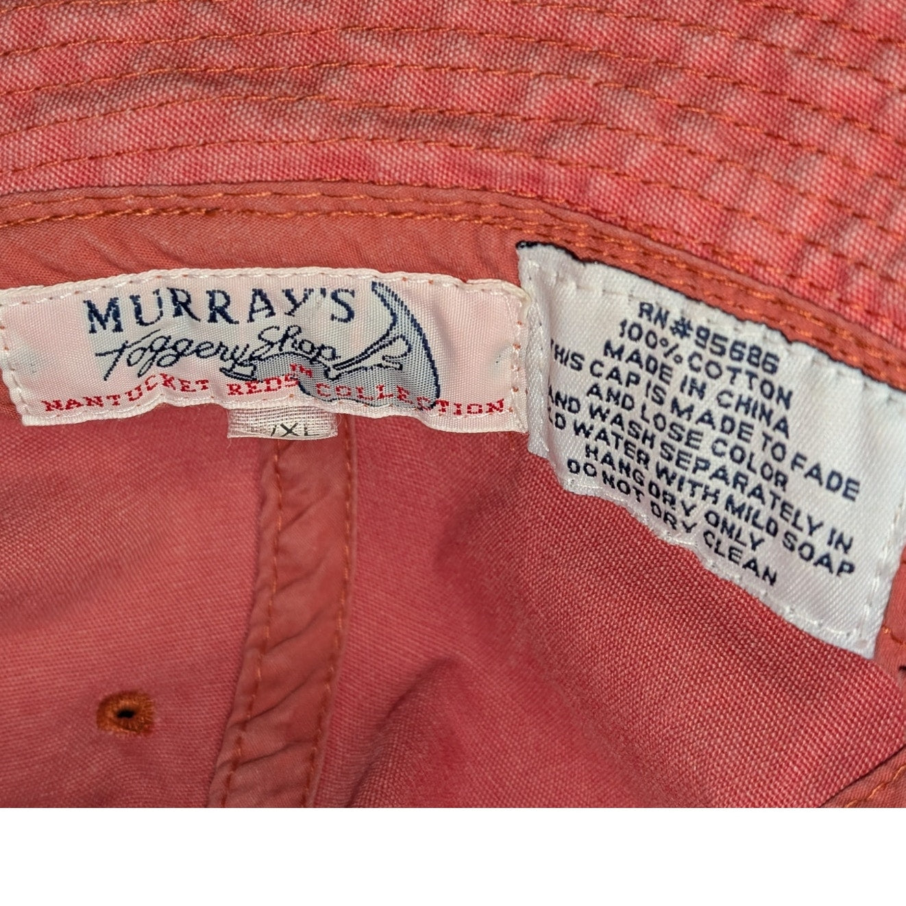 Rare Vtg Murray's Toggery Shop Nantucket Reds Collection Cotton Bucket Hat Sz XL