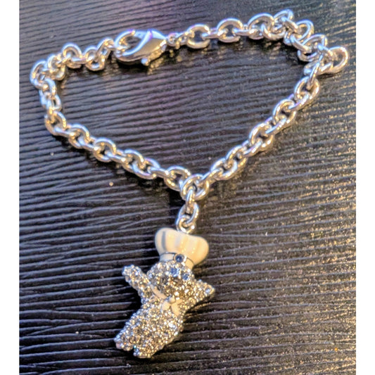 Danbury Mint 2010 Pillsbury Doughboy Pendant Silver Tone Rolo Chain Bracelet