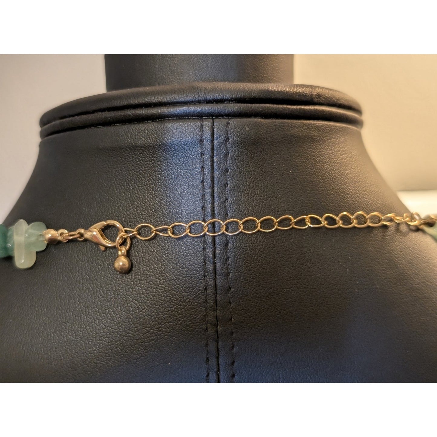Green Chip Stone Gold Tone 17"-20" Necklace