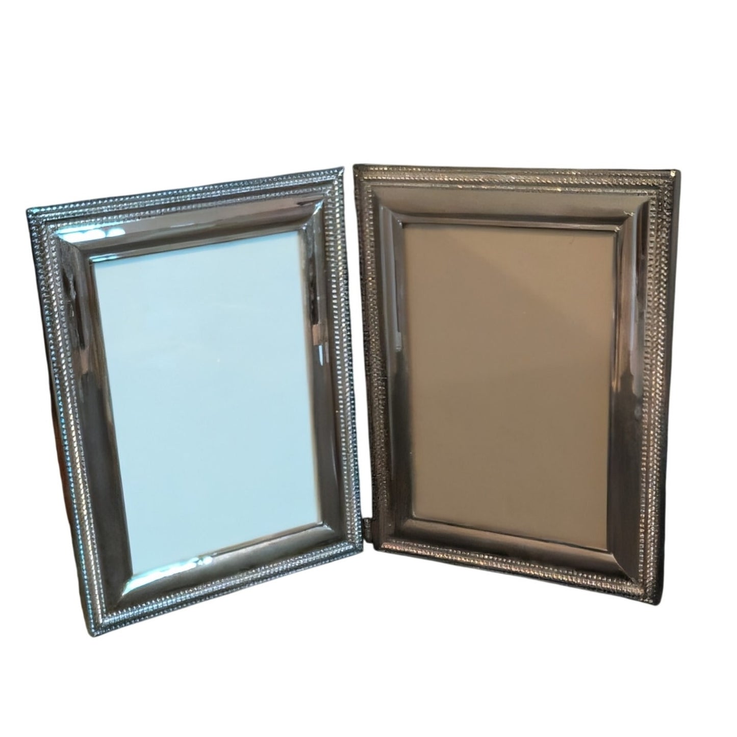 Vintage Silver Double Hinged Standing Photo Frame