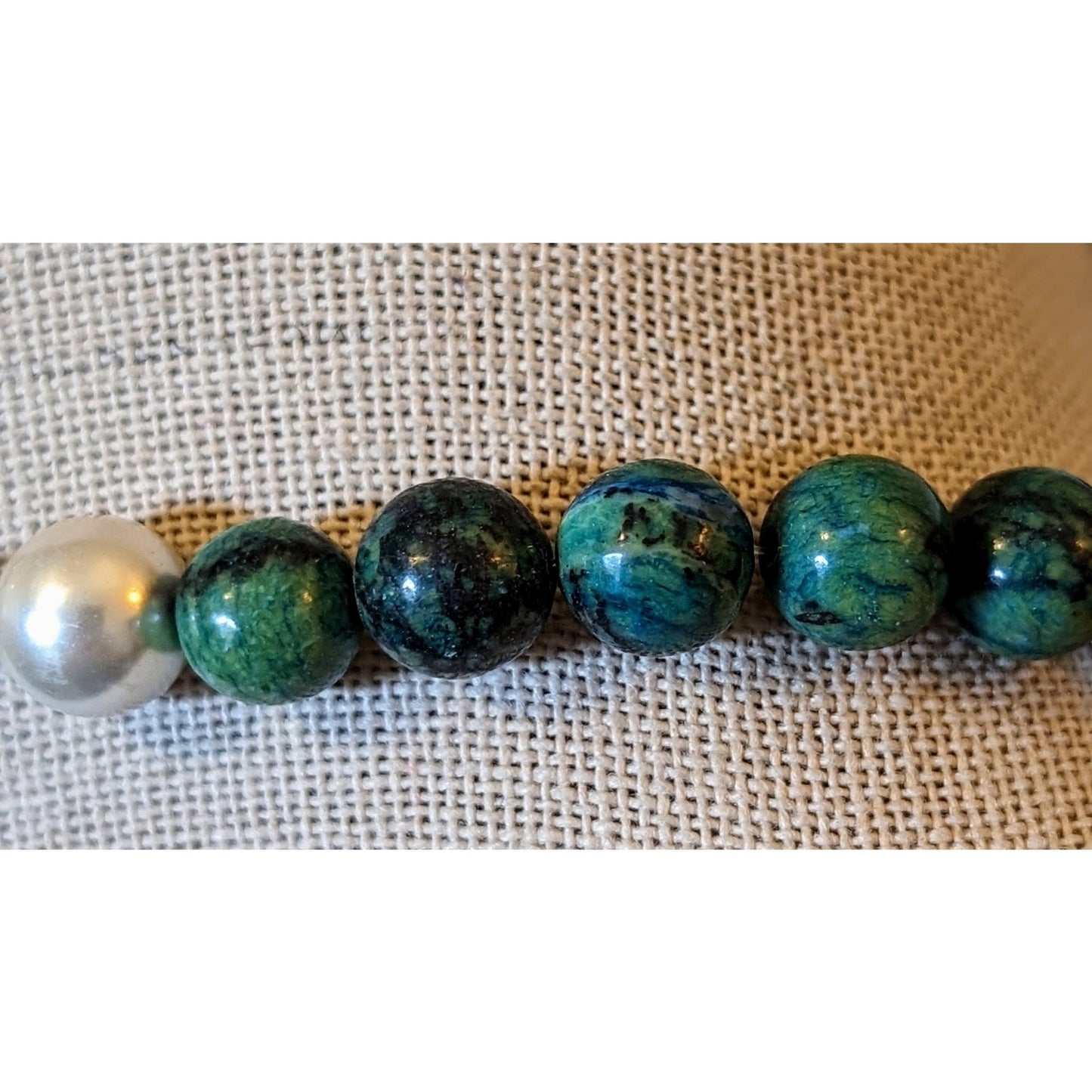 Green Stone Pearl Hematite Beaded Toggle Necklace