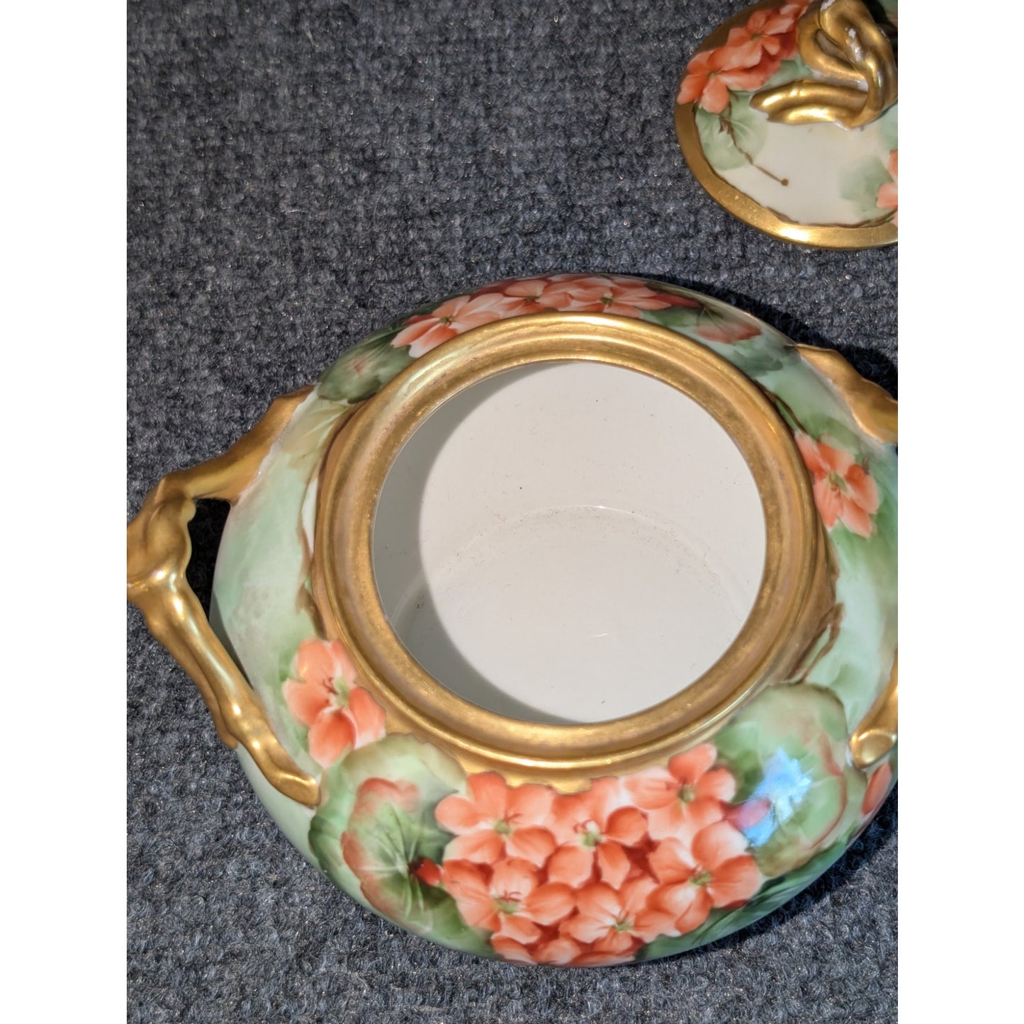 Antique Jean Pouyat Limoge Made in France Hand-Painted Sugar & Creamer Set