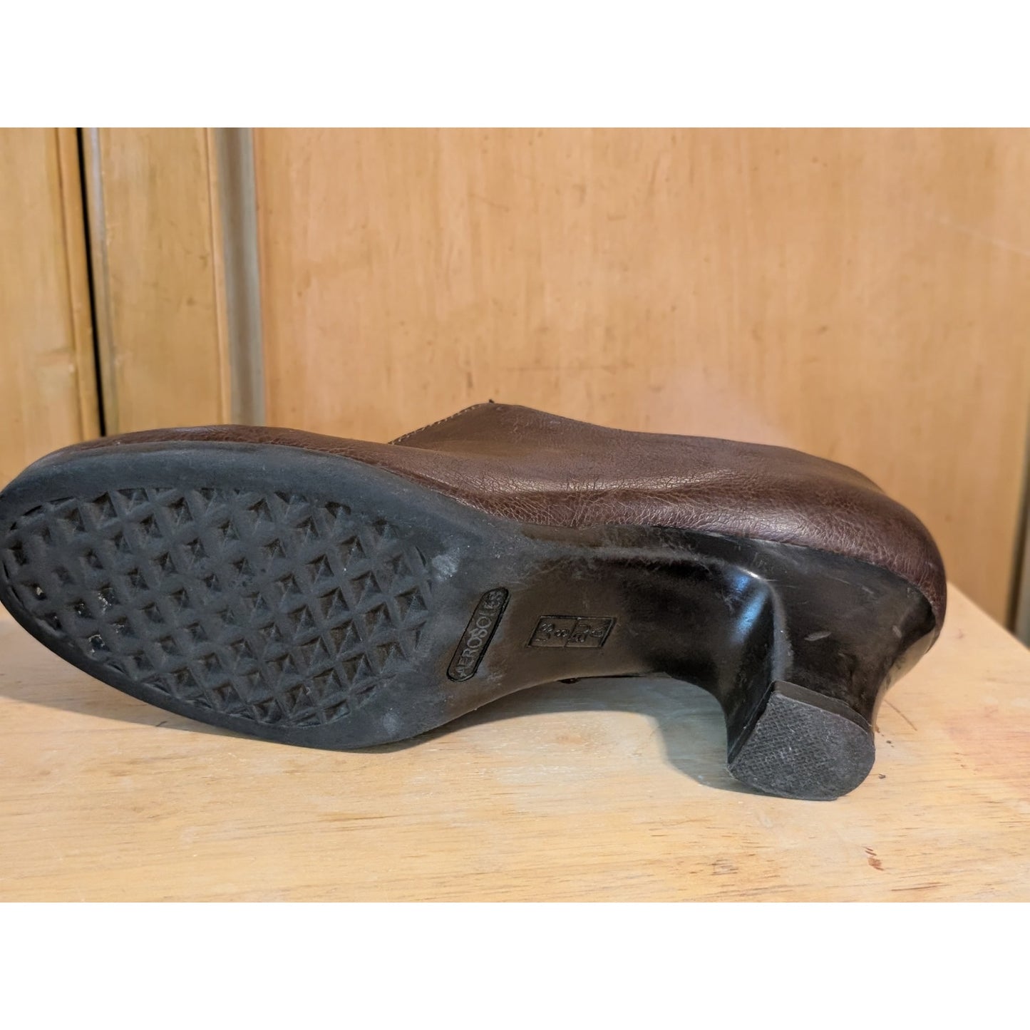 Aerosoles Heel Rest Brown Zip Front Faux Leather Ankle Boot Shoe Women's Size 8