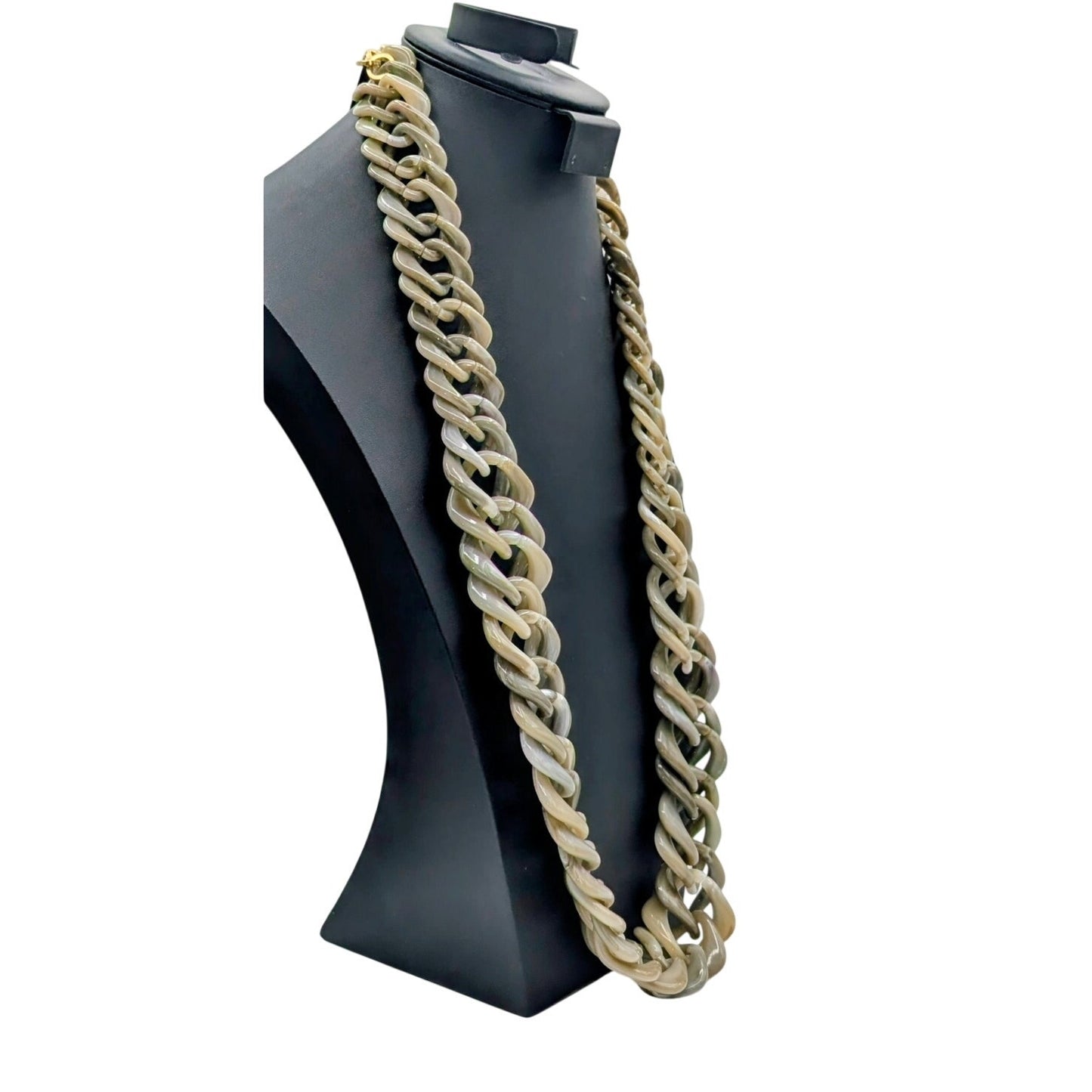 Alisha. d Italian Chunky Gray Taupe Acrylic Chain Statement Necklace 36" Long