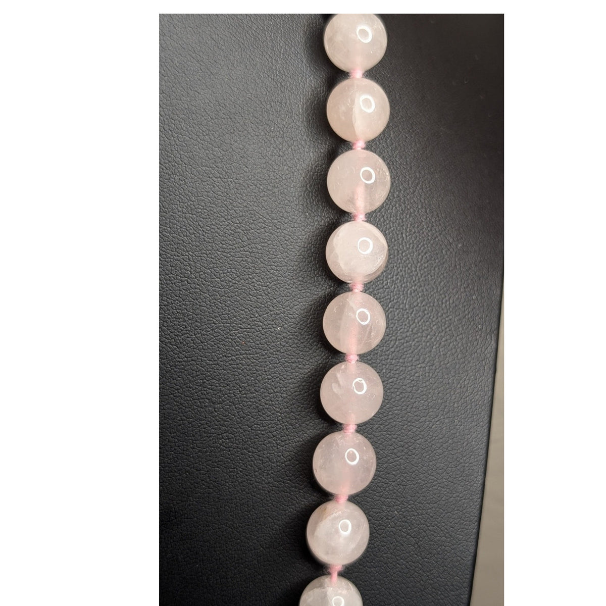 Ice Cold Rose Quartz & Gold Striated Bead Hand Knotted Over the Head Necklace