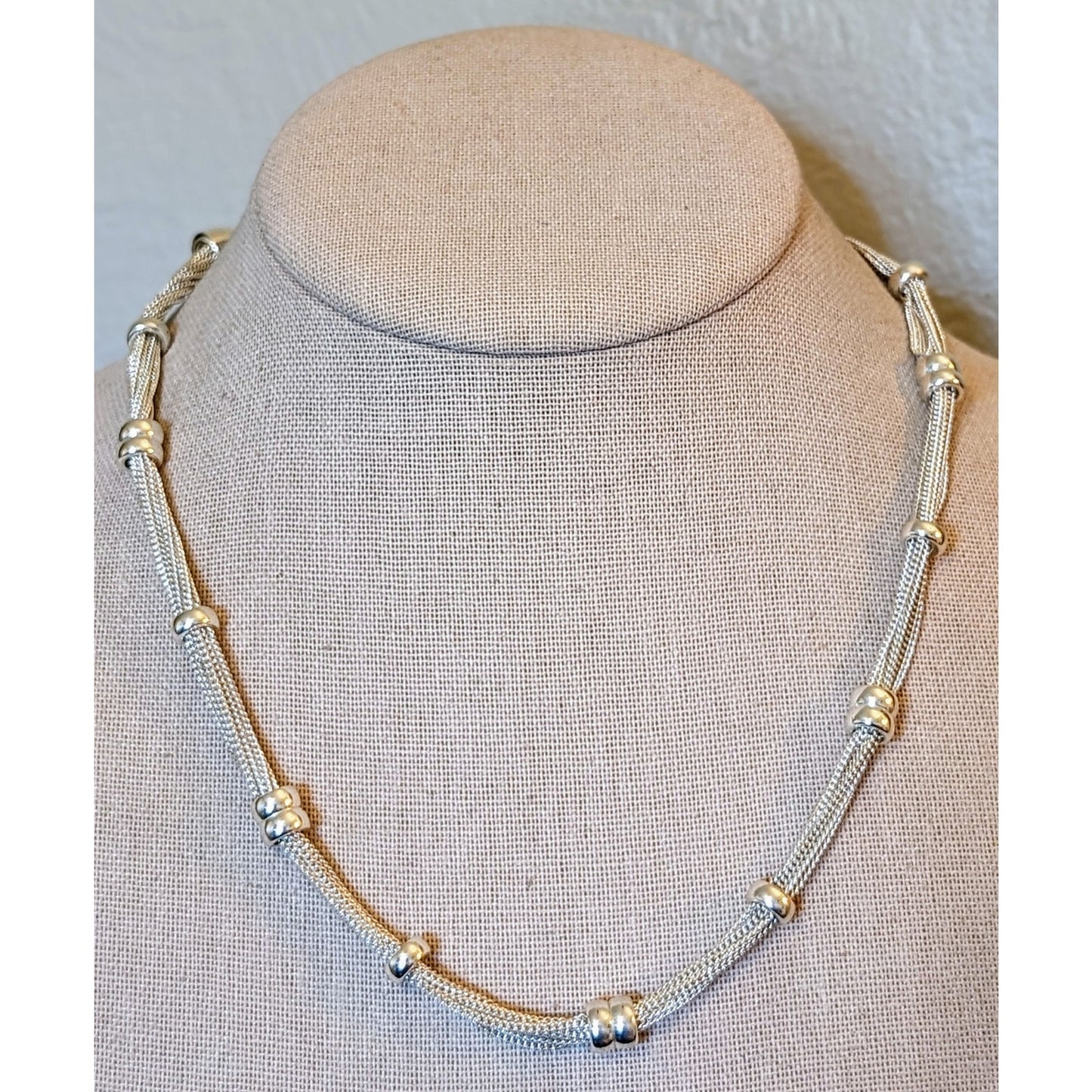 Dana Buchman Silver Tone Multi Chain Beaded Station Necklace NWOT