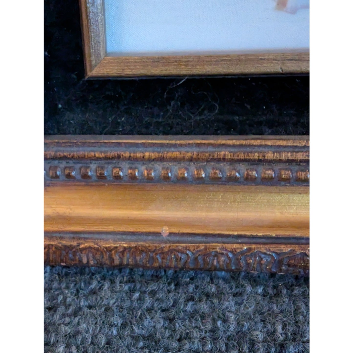 Vintage Ribbon & Lace Print Lady in Vintage Wood Frame
