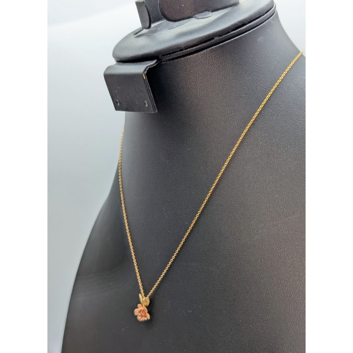 Vintage Krementz 1960s Rose Pink & Yellow Gold Overlay Pendant 18" Necklace