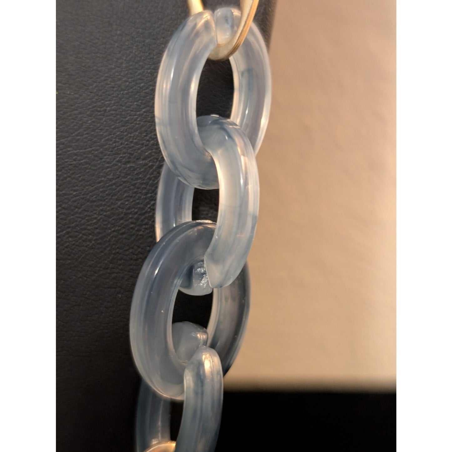 Blue Gray Ombre Gold Tone Chain Link 38"-41" Necklace