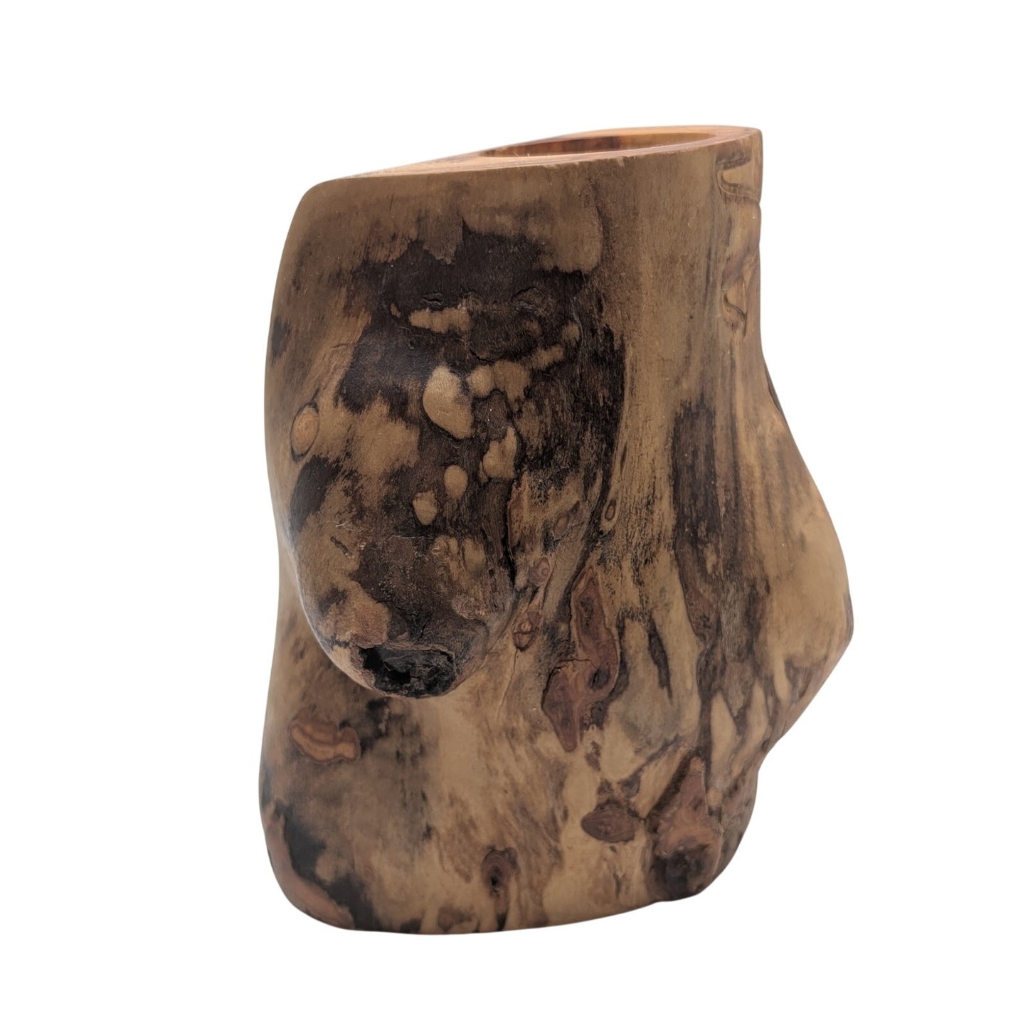 Artisan Created Wood Burned Horse Head Log Pillar Candle Holder