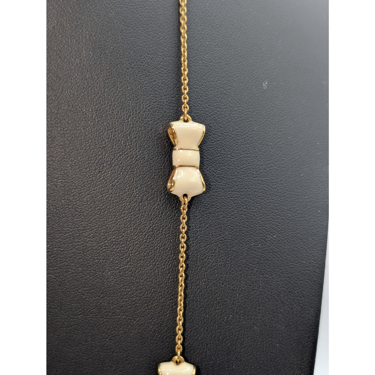 Kate Spade New York Cream Enamel Bow Gold Tone Chain 30" Necklace