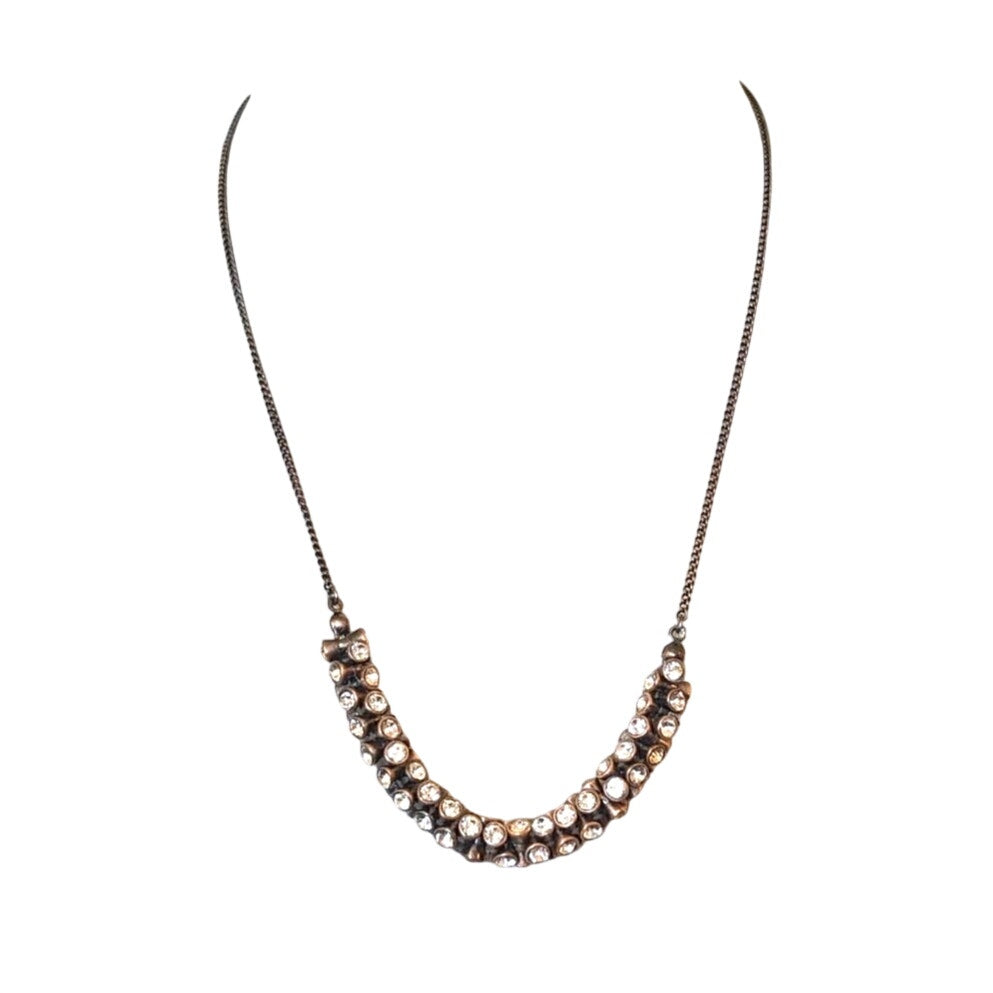 NWT Fossil Tubular Crystal Bronze Necklace