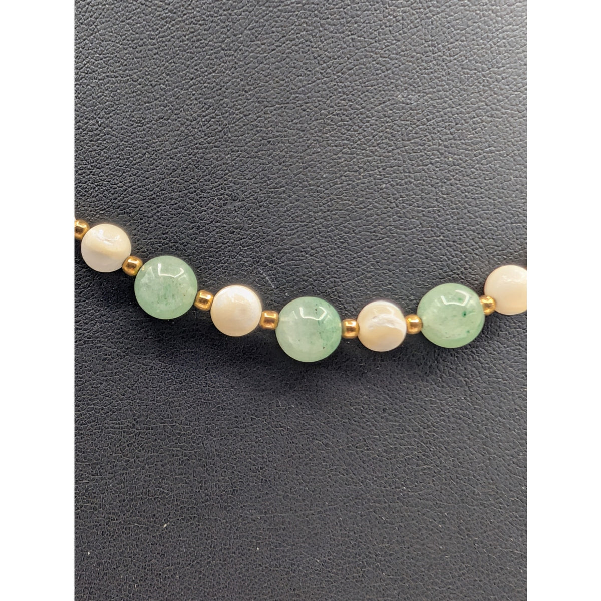 VTG 3 Pc Lot--2 Necklaces & 1 Bracelet MOP & Semi-Precious Green Stone Jewelry