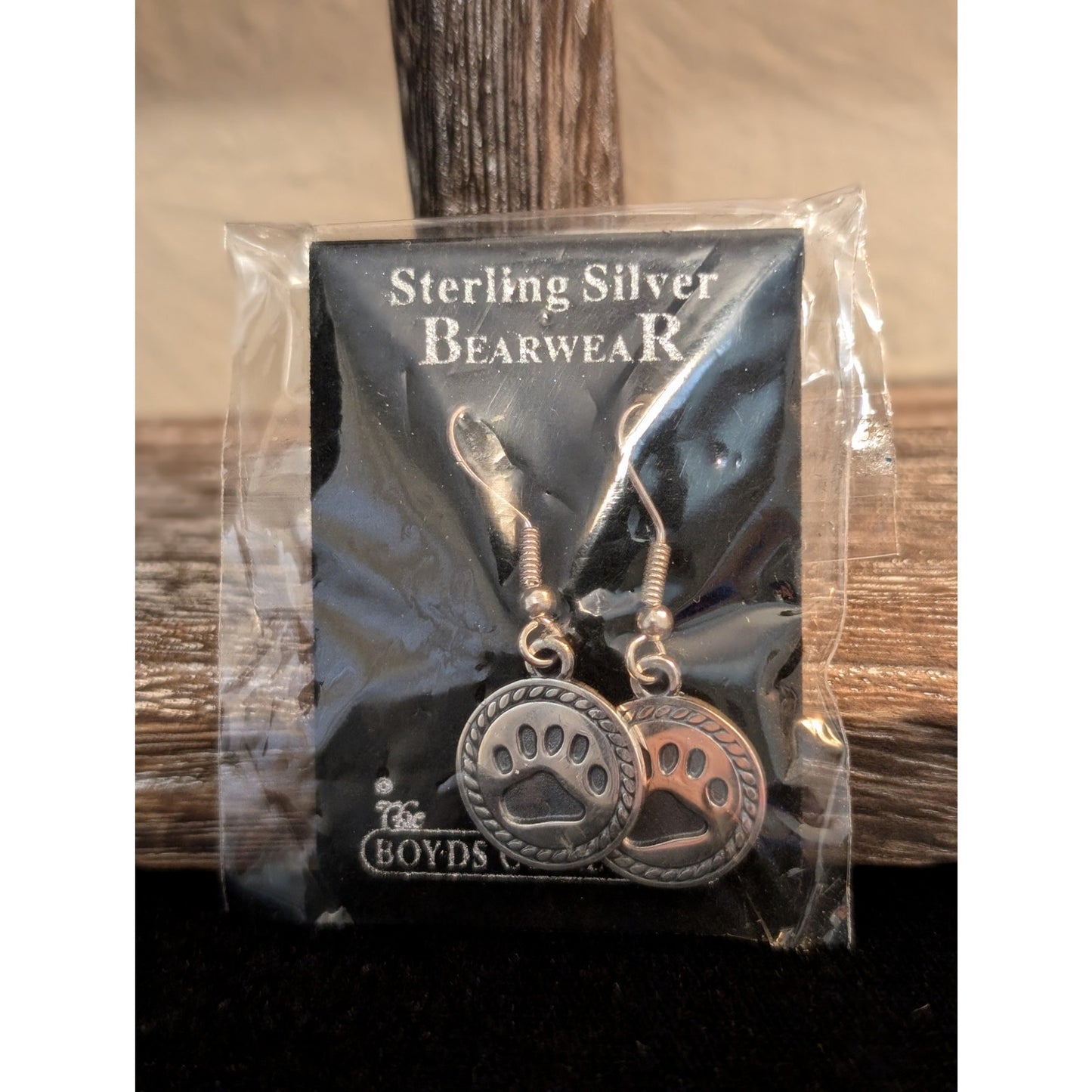 NWT Sterling Silver Boyds Collection Bearwear Bear Paw Dangling Earrings