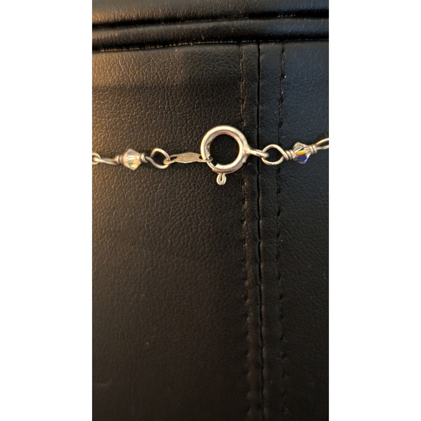 Crystal Prism Cross Pendant on Crystal Beaded 925 Sterling Chain