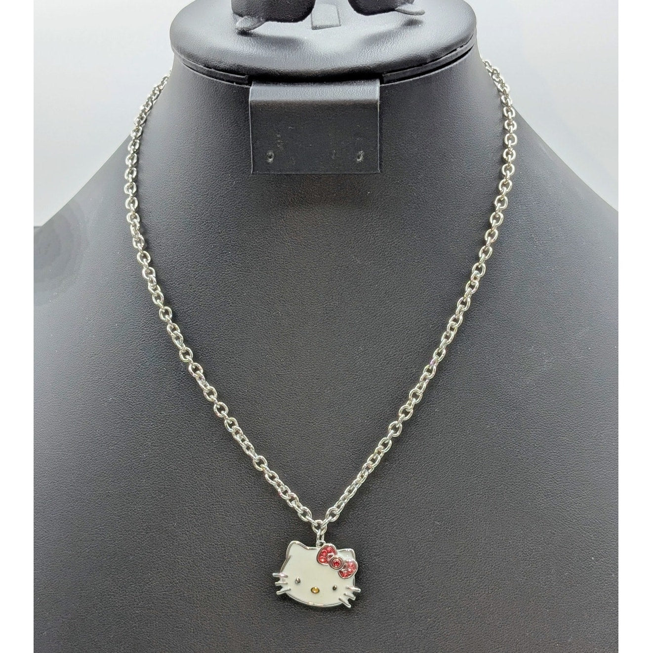 Sanrio '23 Silver Plated Enamel Hello Kitty Pendant 16"-18" Necklace