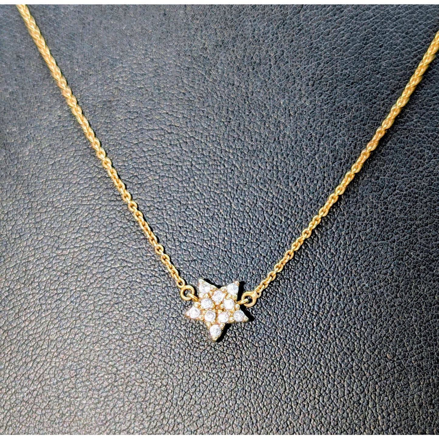 Vintage Marked FAS 925 Sterling Vermeil CZ Star Pendant Chain 18" Necklace