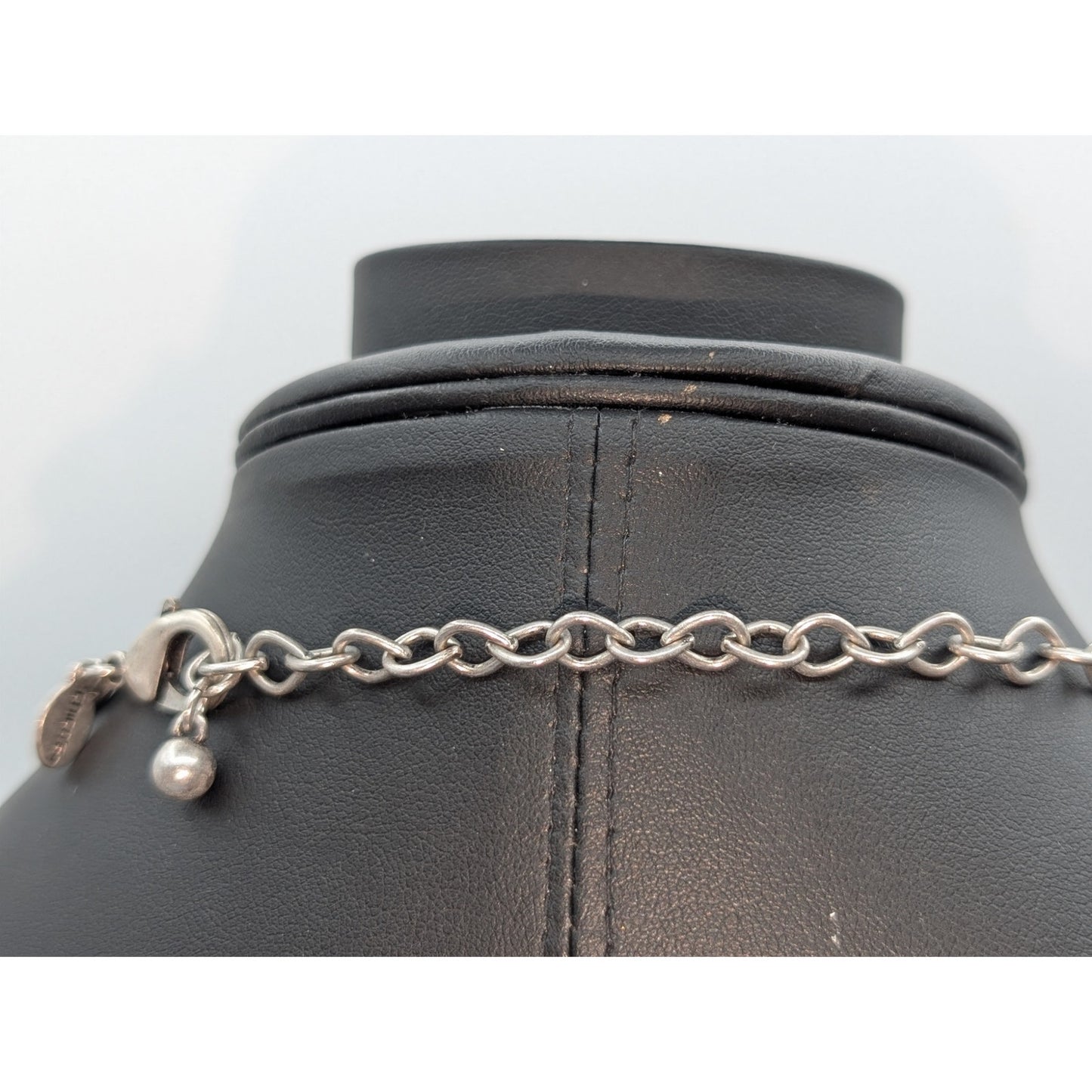 Chico's Silver Tone Pewter Look Multi-Rondelle Charm Beaded Snake Chain Necklace